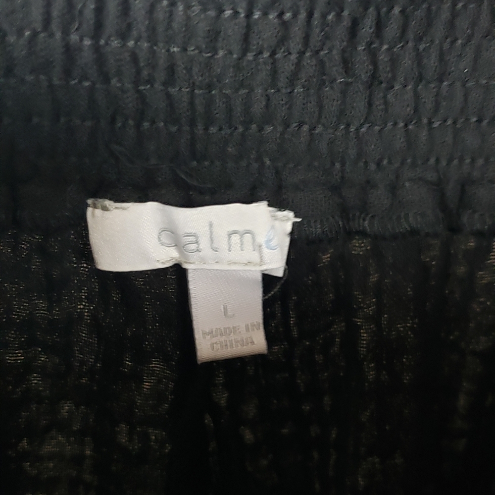 Calme Johnny Was Relaxed Fit Pant Black Gauze Cotton Large Casual Relax NWT $118 - Picture 3 of 5